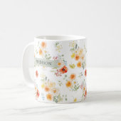 Personalisierter Name Wasserfarbe Sonniges Blumenm Kaffeetasse (Vorderseite Links)