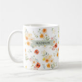 Personalisierter Name Wasserfarbe Sonniges Blumenm Kaffeetasse (Links)