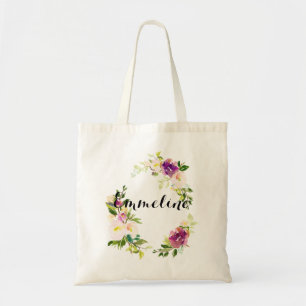 Personalisierter Name Wasserfarben-Blumenbeutel Tragetasche