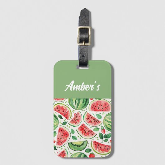 Personalisierter Name Wassermelone Gepäckanhänger (Vorderseite Vertikal)