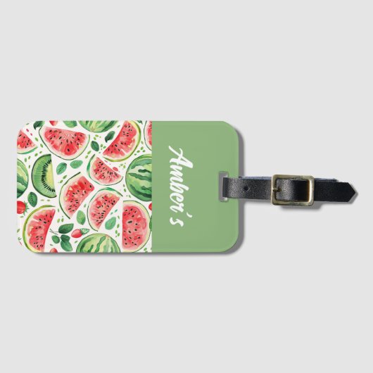 Personalisierter Name Wassermelone Gepäckanhänger (Vorderseite (Horizontal))