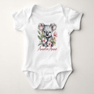 Personalisierter Name Watercolor Koala Bear Baby Strampler