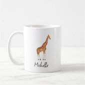 Personalisierter Name Watercolor Safari Tiergiraff Kaffeetasse (Links)