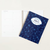 Personalisierter Name Weiblich Blaues Blumenmuster Planer (Anzeige)