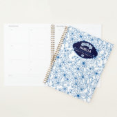 Personalisierter Name Weiblich Blaues Blumenmuster Planer (Anzeige)