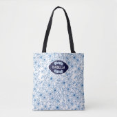 Personalisierter Name Weiblich Blaues Blumenmuster Tasche (Vorderseite)