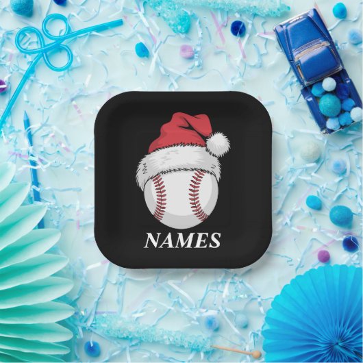 Personalisierter Name Weihnachten Baseball Santa H Pappteller (Party)