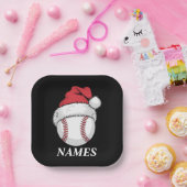 Personalisierter Name Weihnachten Baseball Santa H Pappteller (Party)