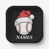 Personalisierter Name Weihnachten Baseball Santa H Pappteller (Vorderseite)