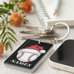 Personalisierter Name Weihnachten Baseball Santa H Schlüsselanhänger