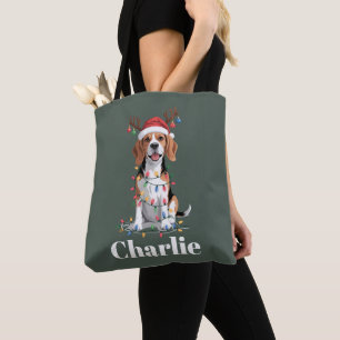 Personalisierter Name Weihnachten Beagle Hundelieb Tasche