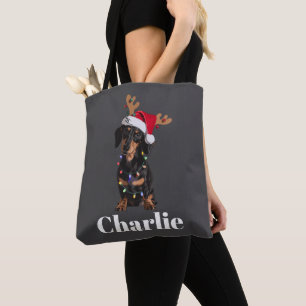Personalisierter Name Weihnachten Dachshund Hundel Tasche