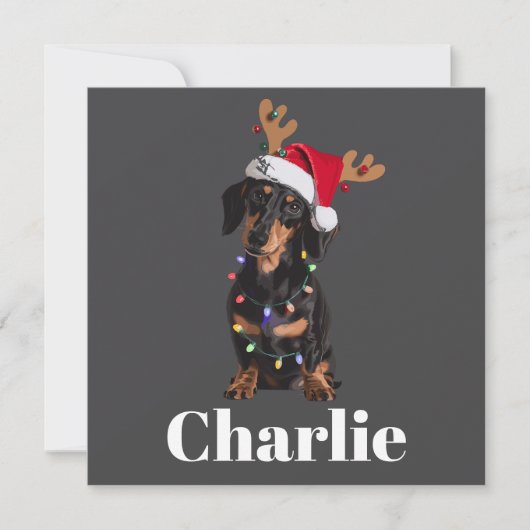 Personalisierter Name Weihnachten Dackel Hundelamp (Vorderseite)