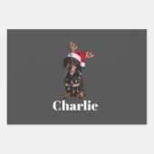 Personalisierter Name Weihnachten Dackel Hundelamp Geschenkpapier Set (Vorderseite)