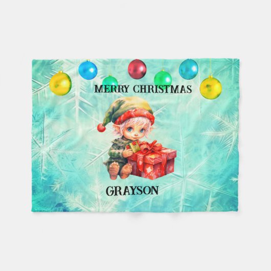 Personalisierter Name Weihnachten Fleecedecke (Vorderseite (Horizontal))
