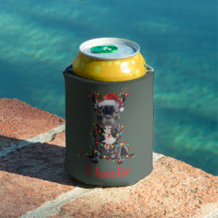 Personalisierter Name Weihnachten Französische Bul Dosenkühler