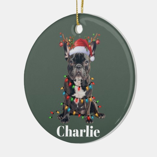 Personalisierter Name Weihnachten Französischer Bu Keramik Ornament (Links)