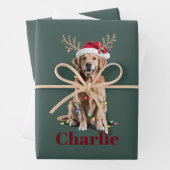 Personalisierter Name Weihnachten Golden Retriever Geschenkpapier Set (Beispiel)