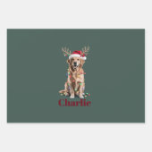 Personalisierter Name Weihnachten Golden Retriever Geschenkpapier Set (Vorderseite)