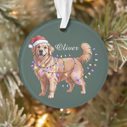 Personalisierter Name Weihnachten Golden Retriever Ornament (Baum)