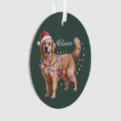 Personalisierter Name Weihnachten Golden Retriever Ornament (Vorderseite)