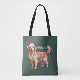 Personalisierter Name Weihnachten Golden Retriever Tasche
