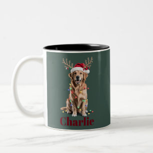 Personalisierter Name Weihnachten Golden Retriever Zweifarbige Tasse