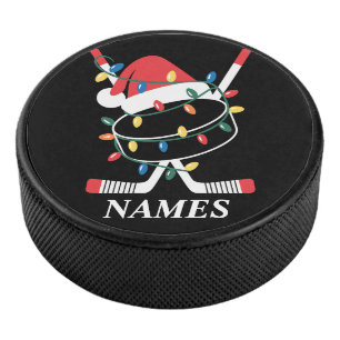 Personalisierter Name Weihnachten Hockey Xmas Sant Eishockey Puck