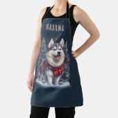 Personalisierter Name Weihnachten Husky Dog Magie Schürze (InSitu)