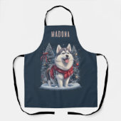 Personalisierter Name Weihnachten Husky Dog Magie Schürze (Vorderseite)
