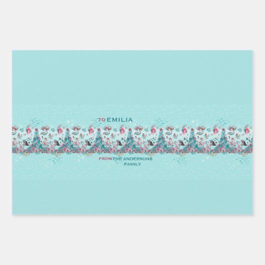 Personalisierter Name Weihnachten Meerjungfrau und Geschenkpapier Set (Vorderseite 3)