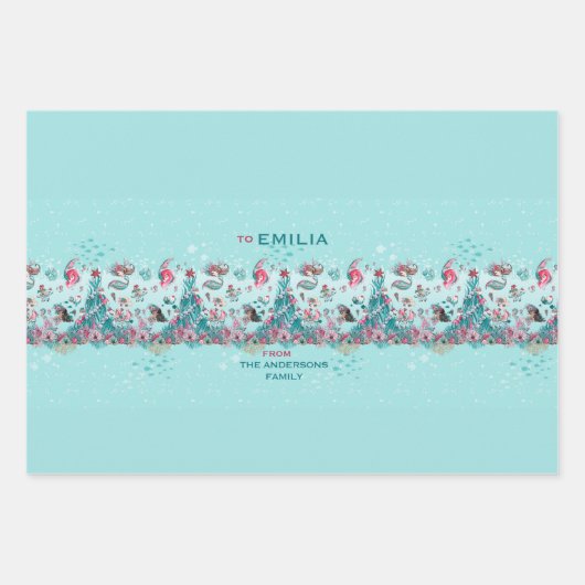 Personalisierter Name Weihnachten Meerjungfrau und Geschenkpapier Set (Vorderseite 2)