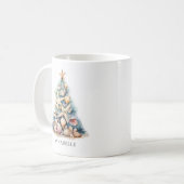 Personalisierter Name Weihnachtsbaum Beach Kaffeetasse (Vorderseite Links)