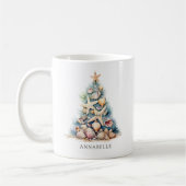 Personalisierter Name Weihnachtsbaum Beach Kaffeetasse (Links)