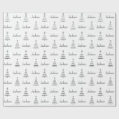 Personalisierter Name Weihnachtsbaum Schwarz & Wei Geschenkpapier (Flach)