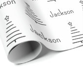 Personalisierter Name Weihnachtsbaum Schwarz & Wei Geschenkpapier (Rolleneckpunkt)