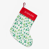 Personalisierter Name Weihnachtsbaummuster Kleiner Weihnachtsstrumpf (Vorderansicht (hängend))