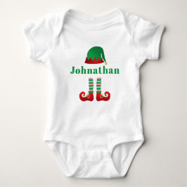 Personalisierter Name Weihnachtself Outfit Green Baby Strampler