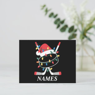 Personalisierter Name Weihnachtshockey Xmas Weihna Feiertagspostkarte