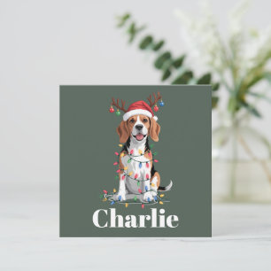 Personalisierter Name Weihnachtsmann Beagle Hund L Feiertagskarte