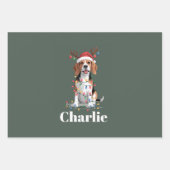 Personalisierter Name Weihnachtsmann Beagle Hund L Geschenkpapier Set (Vorderseite)