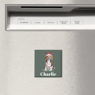 Personalisierter Name Weihnachtsmann Beagle Hund L Magnet