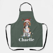 Personalisierter Name Weihnachtsmann Beagle Hund L Schürze (Vorderseite)