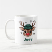 Personalisierter Name Weihnachtsmann Reindeer Gree Kaffeetasse (Links)