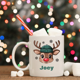Personalisierter Name Weihnachtsmann Reindeer Gree Kaffeetasse