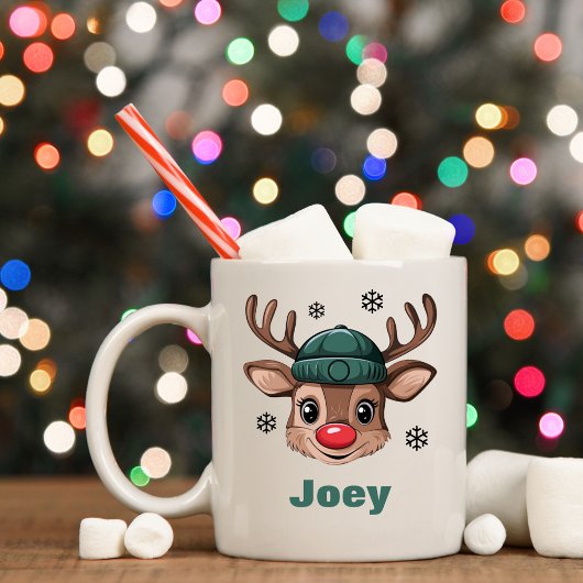 Personalisierter Name Weihnachtsmann Reindeer Gree Kaffeetasse