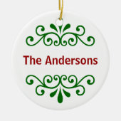 Personalisierter Name Weihnachtsschmuck in Grün (Vorne)