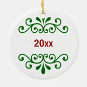 Personalisierter Name Weihnachtsschmuck in Grün (Hinten)