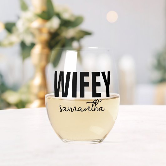Personalisierter Name Weinglas Ohne Stiel (Insitu (Hochzeit))