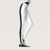 Personalisierter Name Weiß Schwarz Monogramm Strei Leggings (Rechts)